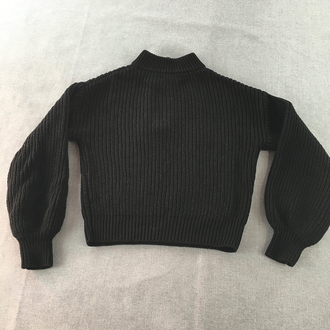 Glassons Womens Knit Sweater Size XS Black 1/4 Zip Mock Neck Jumper