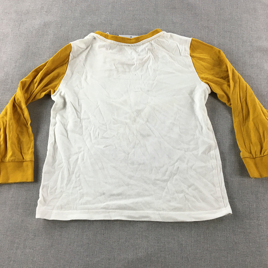 Pokemon Pikachu Kifd Boys Shirt Size 6 White Yellow Long Sleeve Pullover Shirt