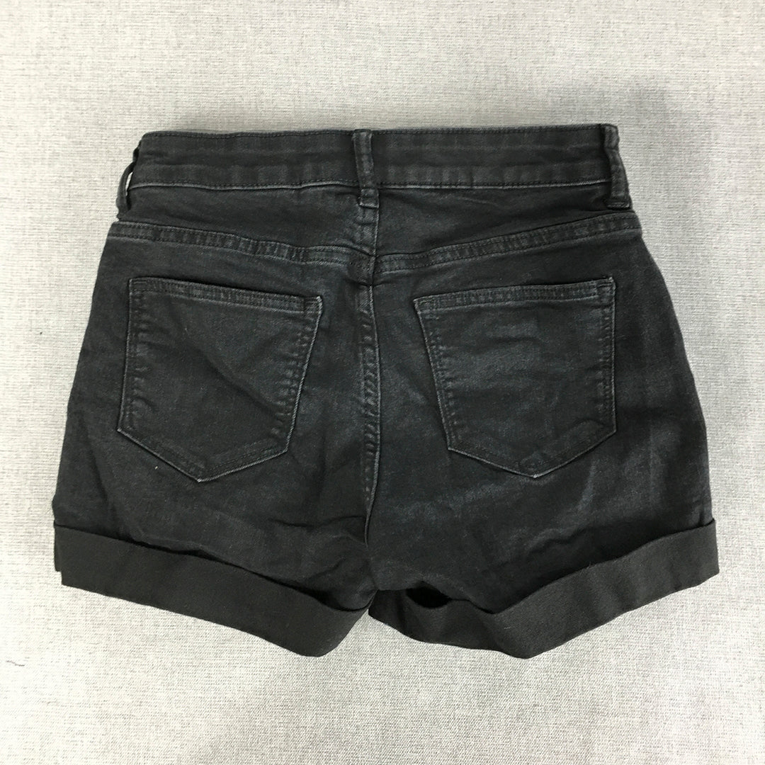 H&M Womens Denim Shorts Size 6 Black Pockets