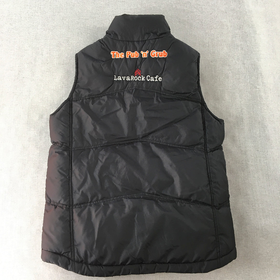 Lava Rock Cafe USA Womens Puffer Vest Jacket Size L Black Quilted Zip-Up