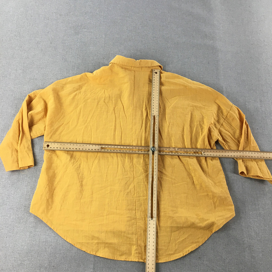 Valleygirl Womens Top Size 8 Yellow Long Sleeve Button-Up Collared