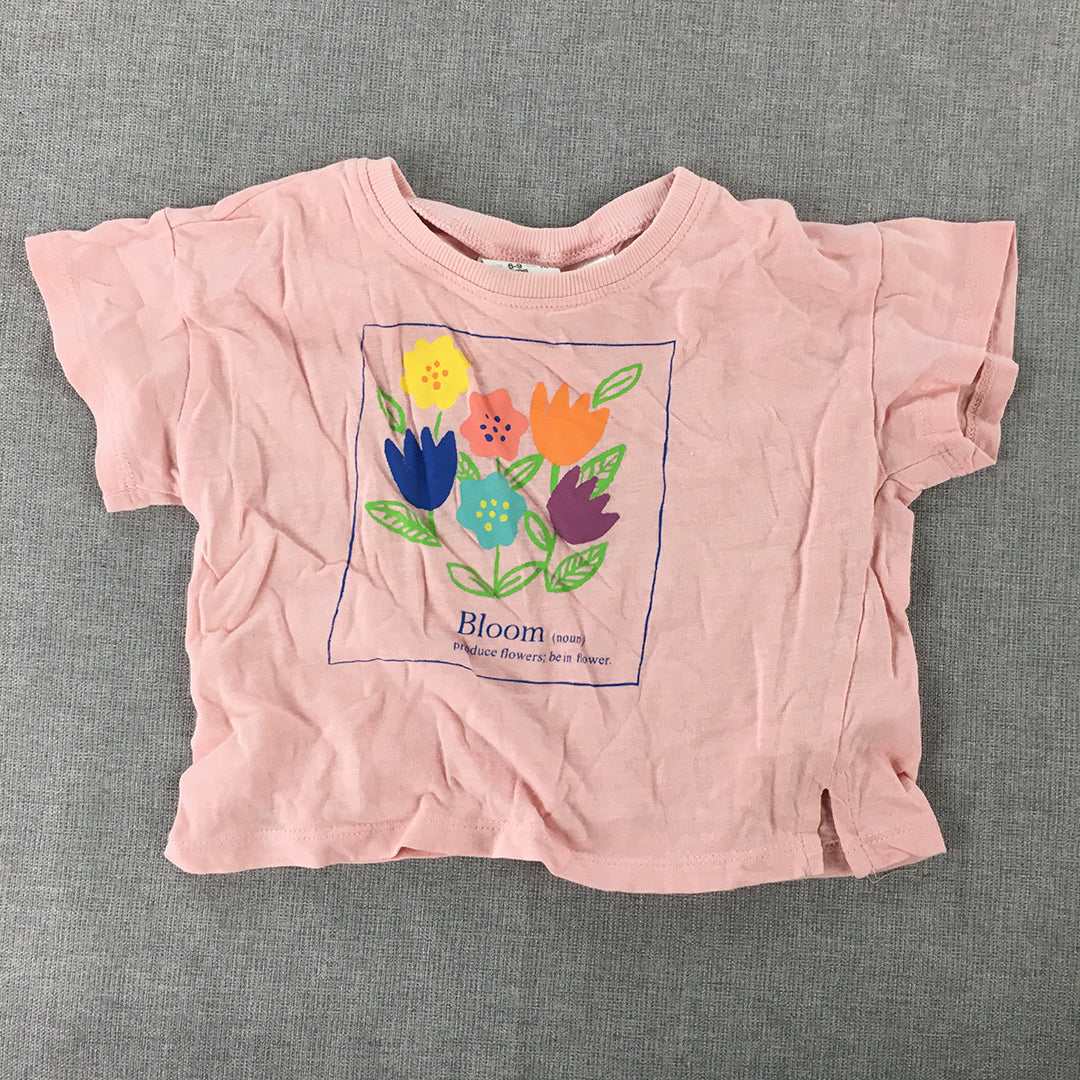 Zara Baby Girls T-Shirt Size 0 (6 - 9 Months) Pink Floral Bloom Short Sleeve Top