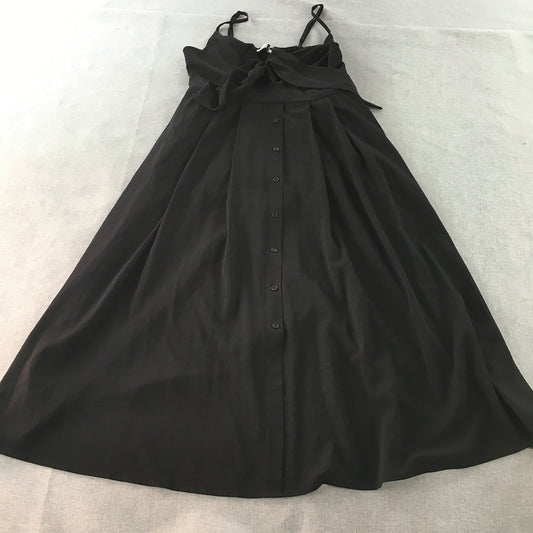 Lorraine Womens A-Line Dress Size 14 Black Spaghetti Strap