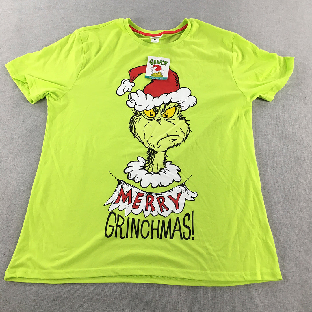 The Grinch Dr Seuss Merry Christmas Short Sleeve T-Shirt Mens Size XL Green