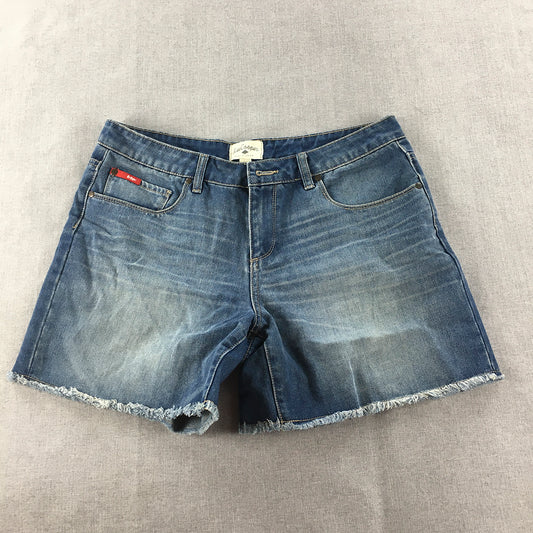 Lee Cooper Womens Denim Shorts Size 14 Blue Pockets Light Wash Raw Hem