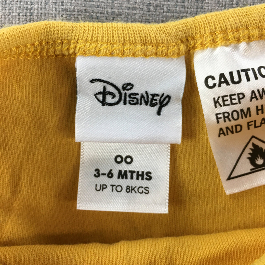 Disney Winnie The Pooh Kids Shirt Size 00 (3 - 6 Months) Yellow Long Sleeve Top