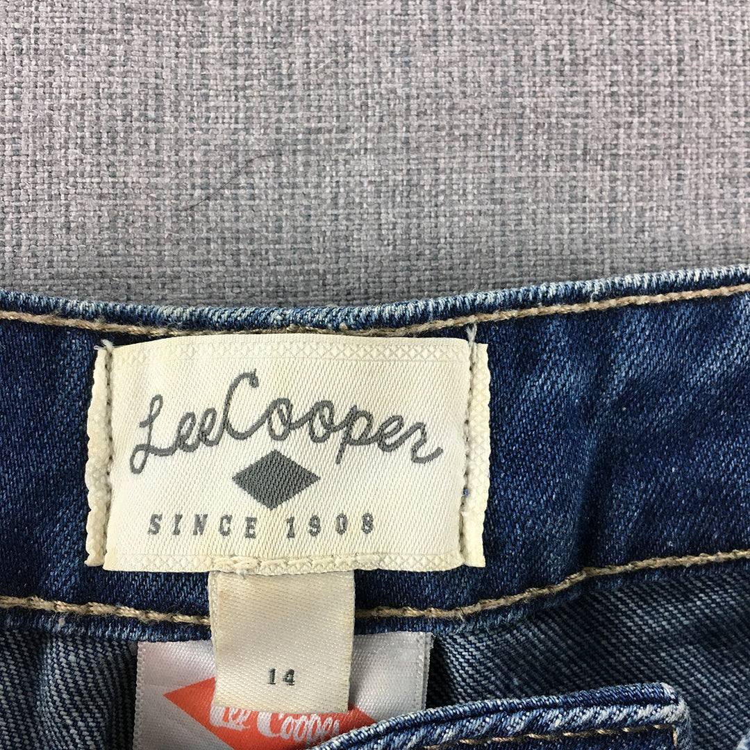 Lee Cooper Womens Denim Shorts Size 14 Blue Pockets Light Wash Raw Hem