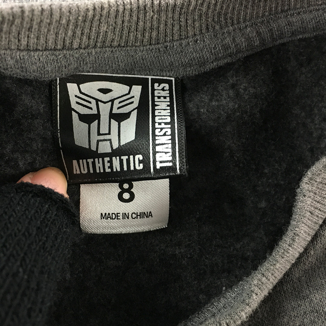 Transformers Kids Boys Sweater Size 8 Grey Crew Neck Pullover Jumper