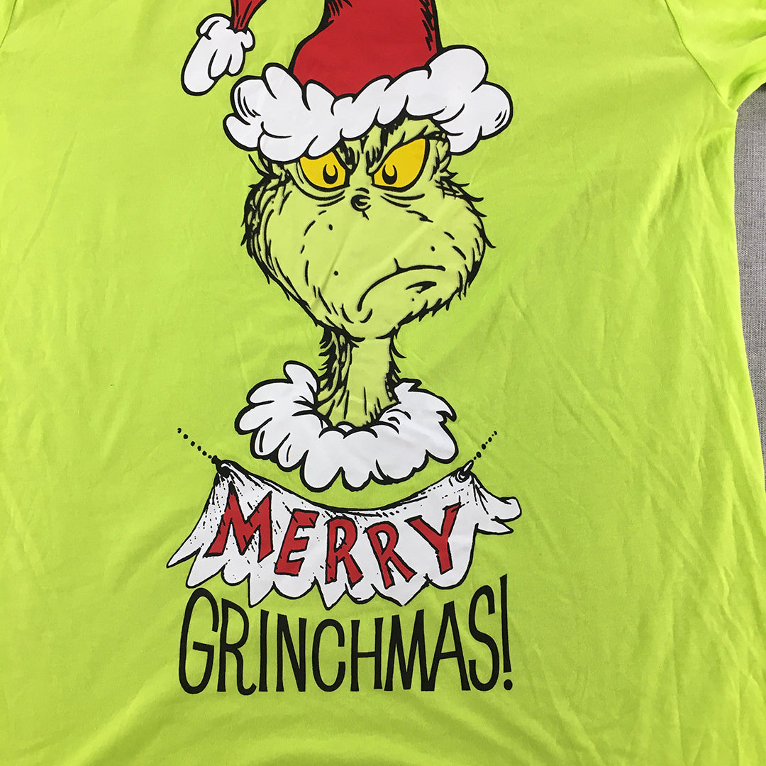 The Grinch Dr Seuss Merry Christmas Short Sleeve T-Shirt Mens Size XL Green