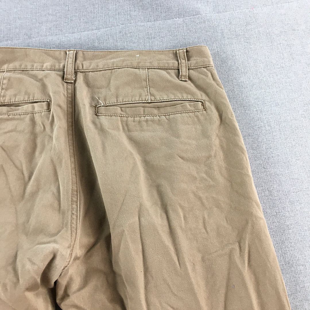 Giordano Mens Chino Pants Size 30 x 32 Brown Low Rise Slim Tapered Fit