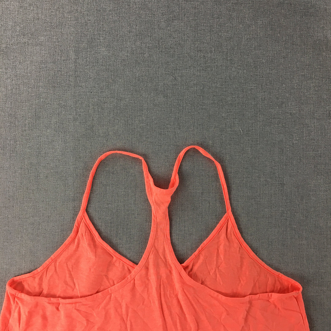 Under Armour Womens Top Size L Coral Pink Logo Sleeveless Singlet Shirt