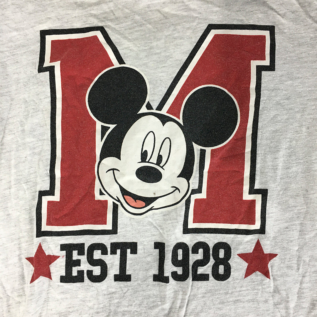 Disney Mickey Mouse Womens Shirt Size XS Grey Pullover Long Sleeve