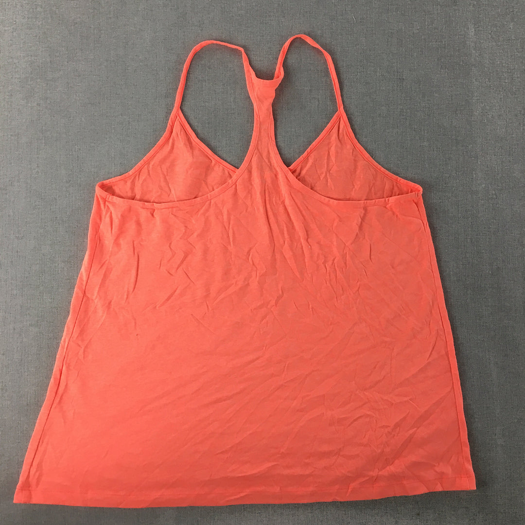 Under Armour Womens Top Size L Coral Pink Logo Sleeveless Singlet Shirt