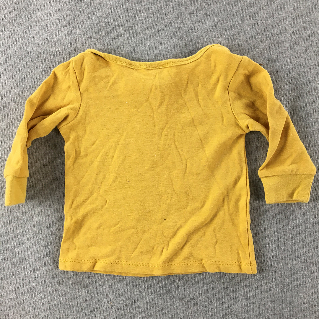 Disney Winnie The Pooh Kids Shirt Size 00 (3 - 6 Months) Yellow Long Sleeve Top