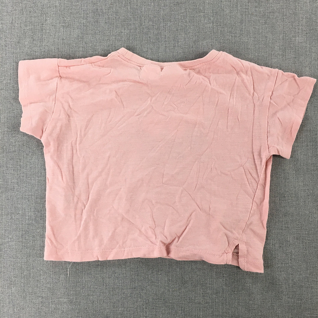 Zara Baby Girls T-Shirt Size 0 (6 - 9 Months) Pink Floral Bloom Short Sleeve Top