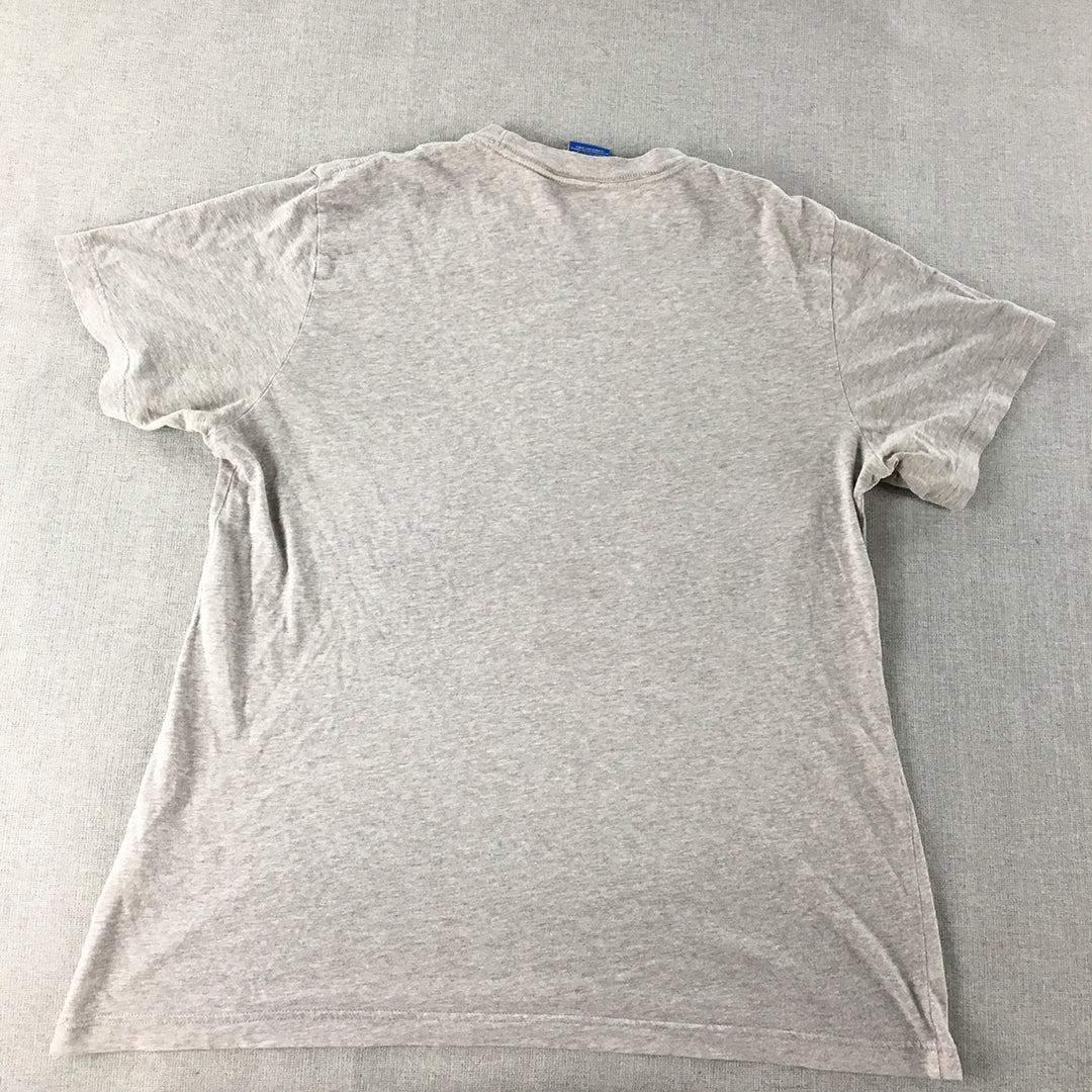 Adidas Womens T-Shirt Size M Grey Big Trefoil Logo Short Sleeve Top