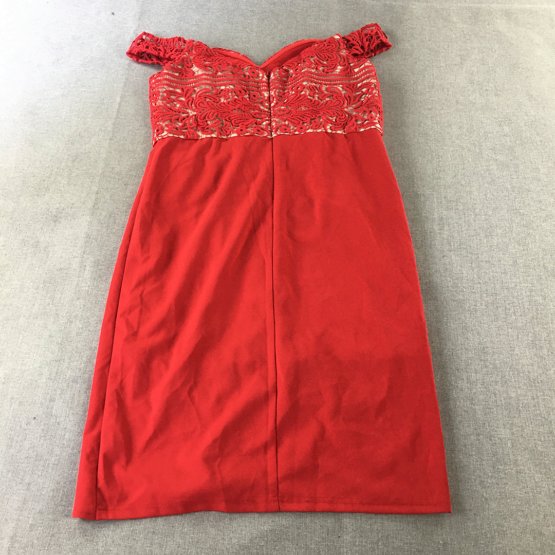 Studio A Womens Mini Dress Size M Red Sleeveless Pleated Event Party