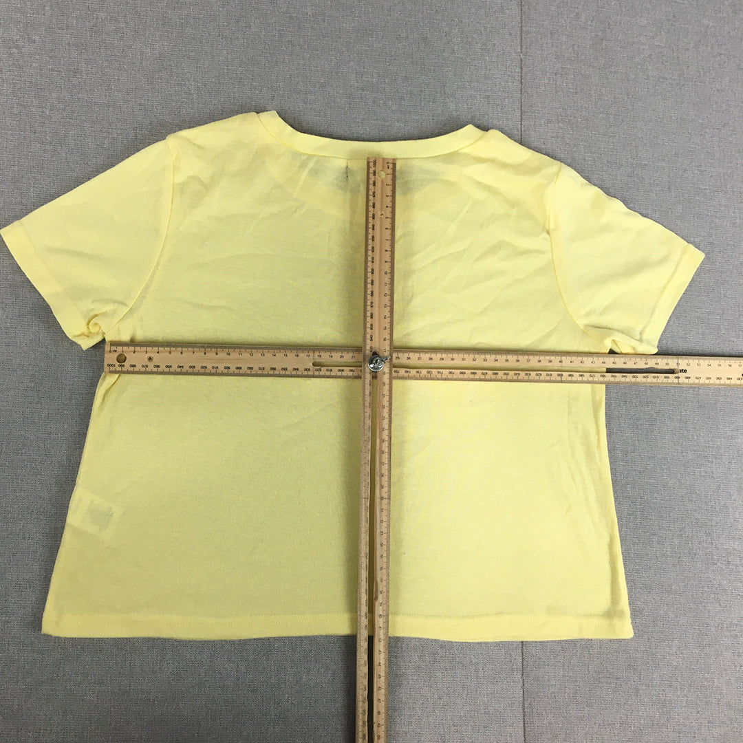 Valleygirl Womens Cropped Top Size L Yellow Short Sleeve Top