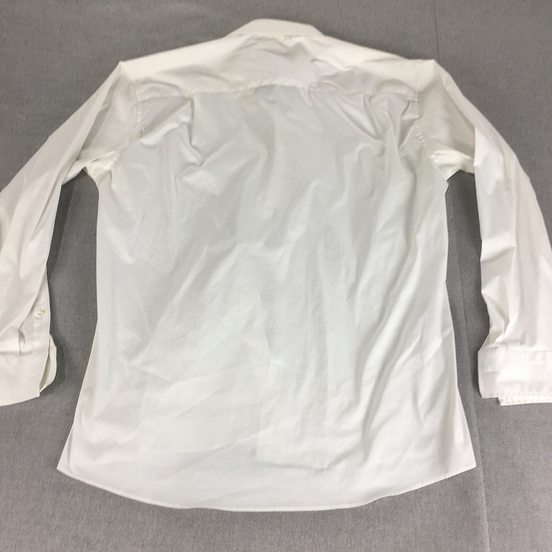 Calvin Klein Mens Shirt Size L Slim Fit White Long Sleeve Button-Up