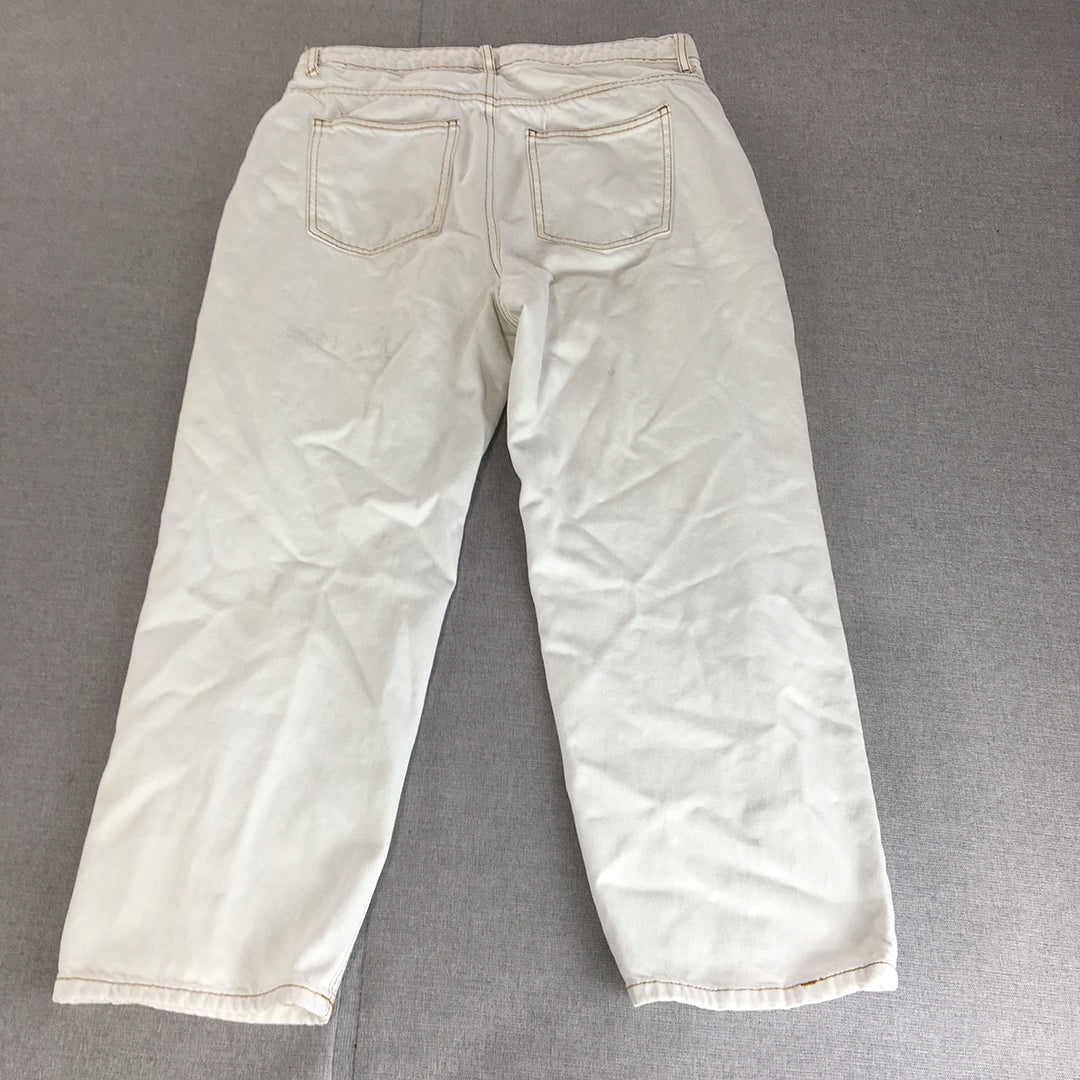 Noisy May Womens Brooke Jeans Size 32 White Straight Leg Denim