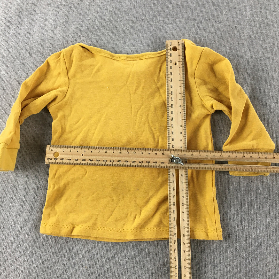 Disney Winnie The Pooh Kids Shirt Size 00 (3 - 6 Months) Yellow Long Sleeve Top