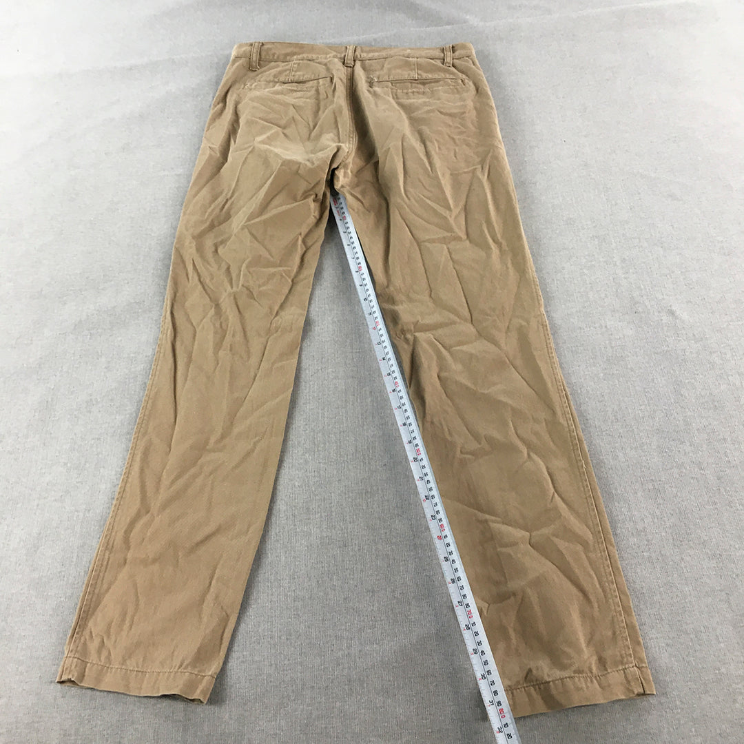 Giordano Mens Chino Pants Size 30 x 32 Brown Low Rise Slim Tapered Fit