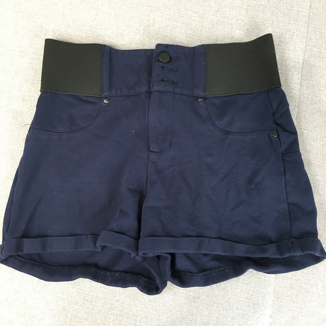 Ci Sono Womens Shorts Size M Navy Blue Elastic Waist Button Fly