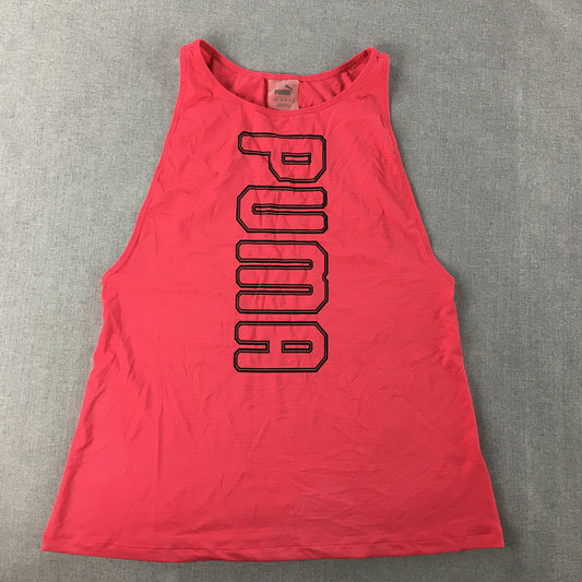 Puma Womens Tank Top Size M Hot Pink Logo Sleeveless Singlet Shirt