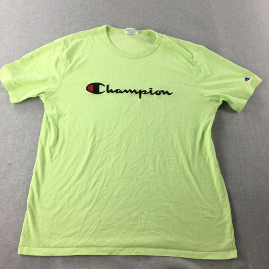 Champion Mens T-Shirt Size XL Green Big Embroidered Logo Short Sleeve Tee