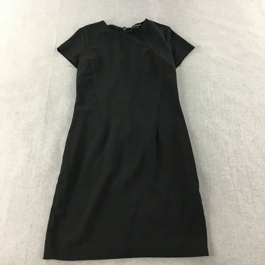 Leoni Womens Pencil Dress Size 8 Black Mini Short Sleeve Round Neck