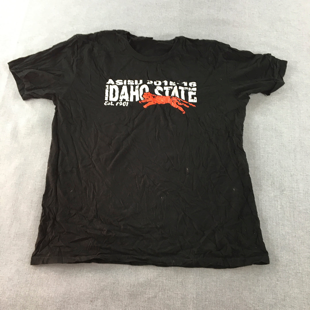 Idaho State USA T-Shirt Adult Size L Black College Short Sleeve Tee