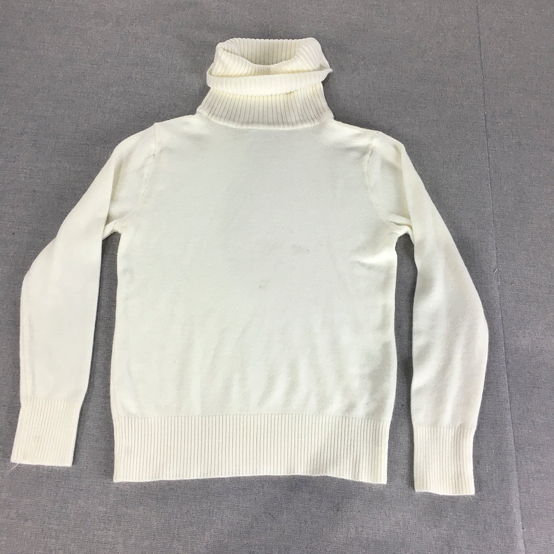 Valleygirl Womens Turtleneck Sweater Size S White Pullover Jumper Knit