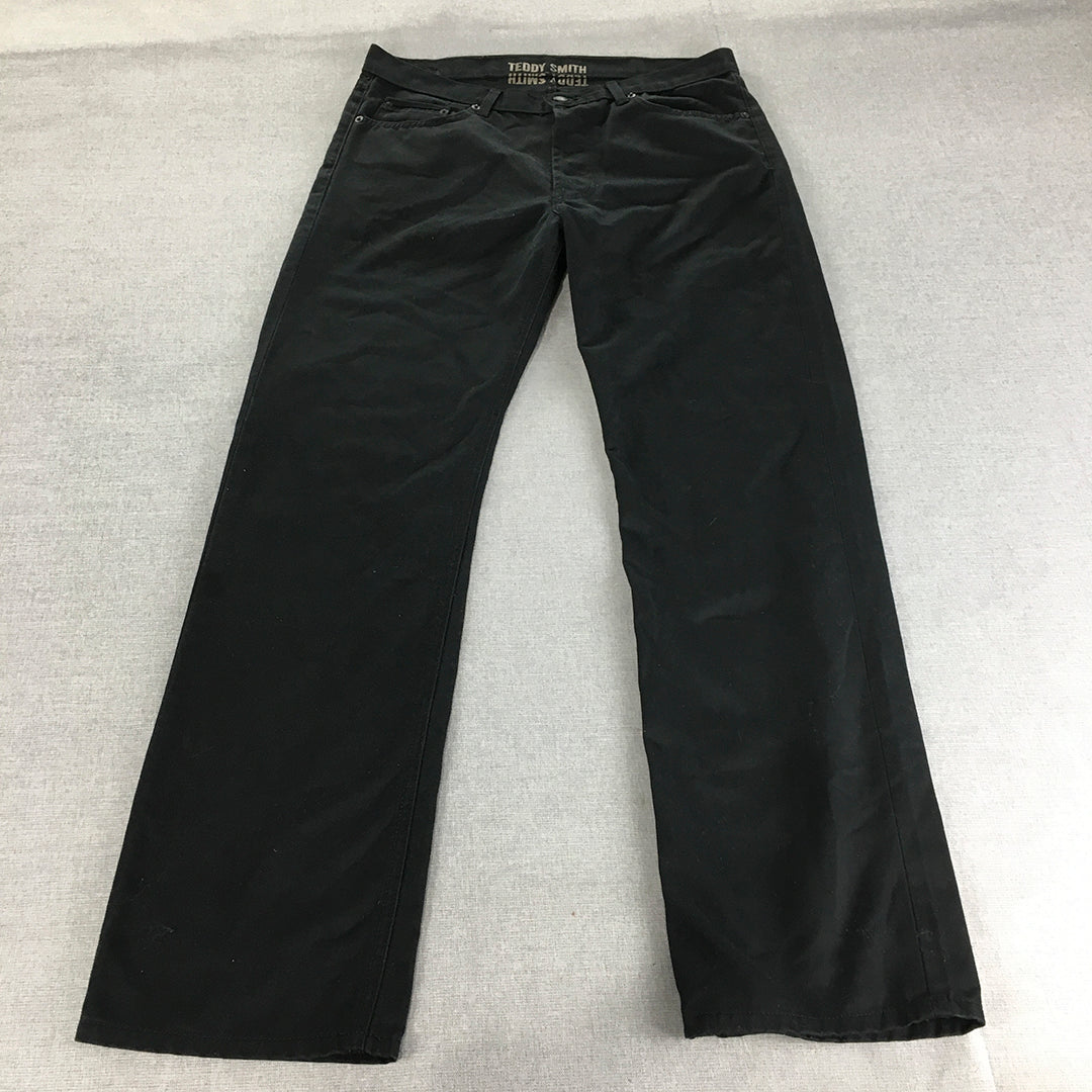 Teddy Smith Mens Jeans Size 34 x 32 Black Straight Leg Denim