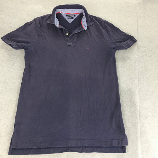 Tommy Hilfiger Mens Polo Shirt Size M Slim Fit Navy Blue Collared Rugby