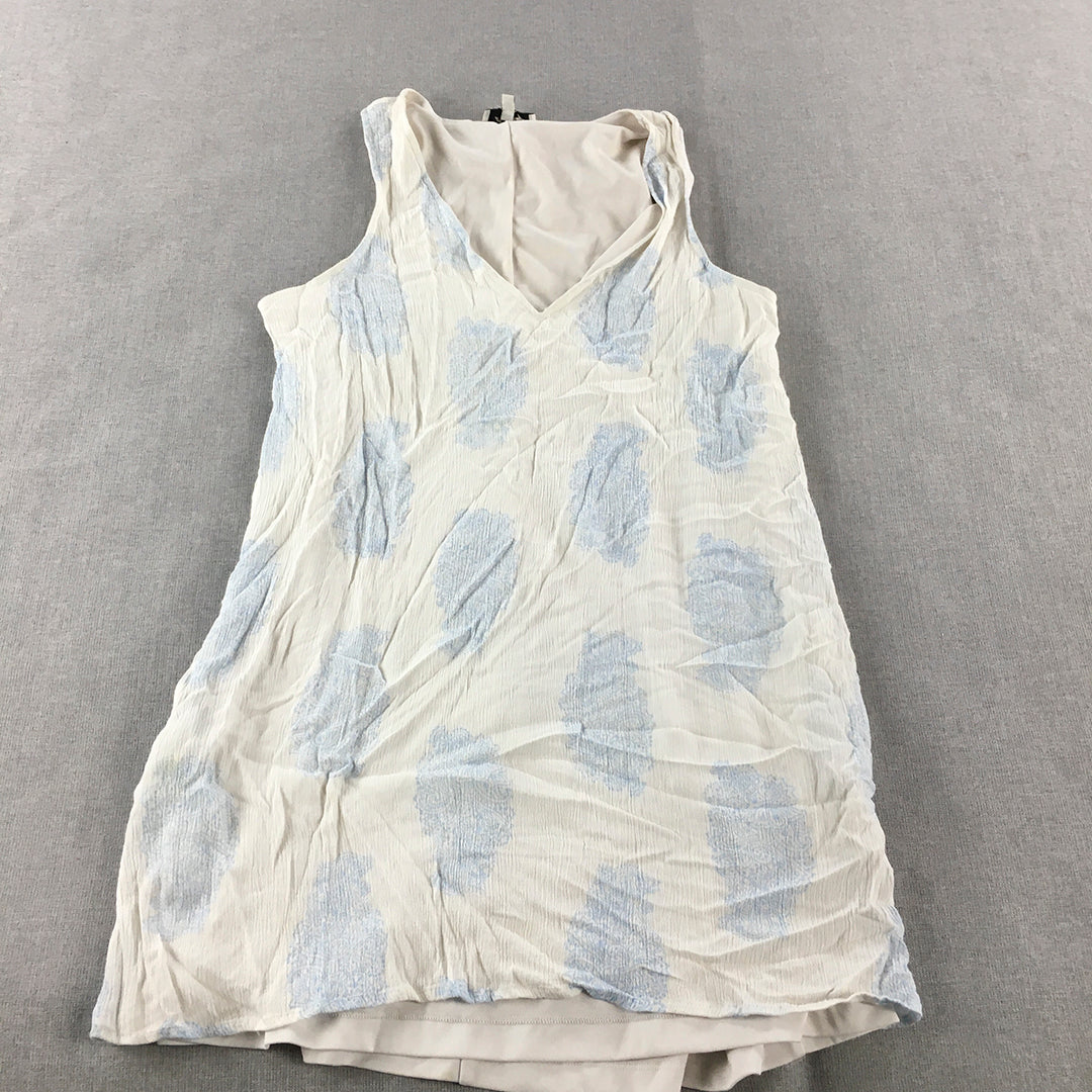 Miss Shop Womens Mini Dress Size 10 White Blue Dot Sleeveless