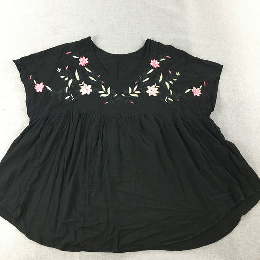 Emery Rose Womens Mini Dress Size 2XL Black Fit & Flare Floral Lace