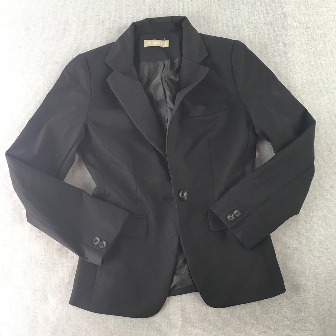 Forcast Womens Jacket Size 6 Black Collared Button Blazer Coat