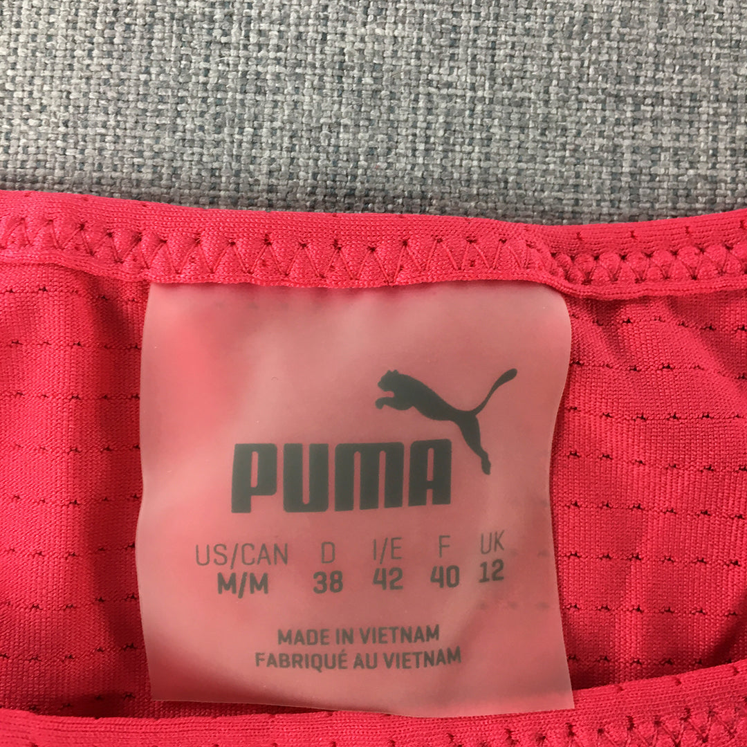 Puma Womens Tank Top Size M Hot Pink Logo Sleeveless Singlet Shirt