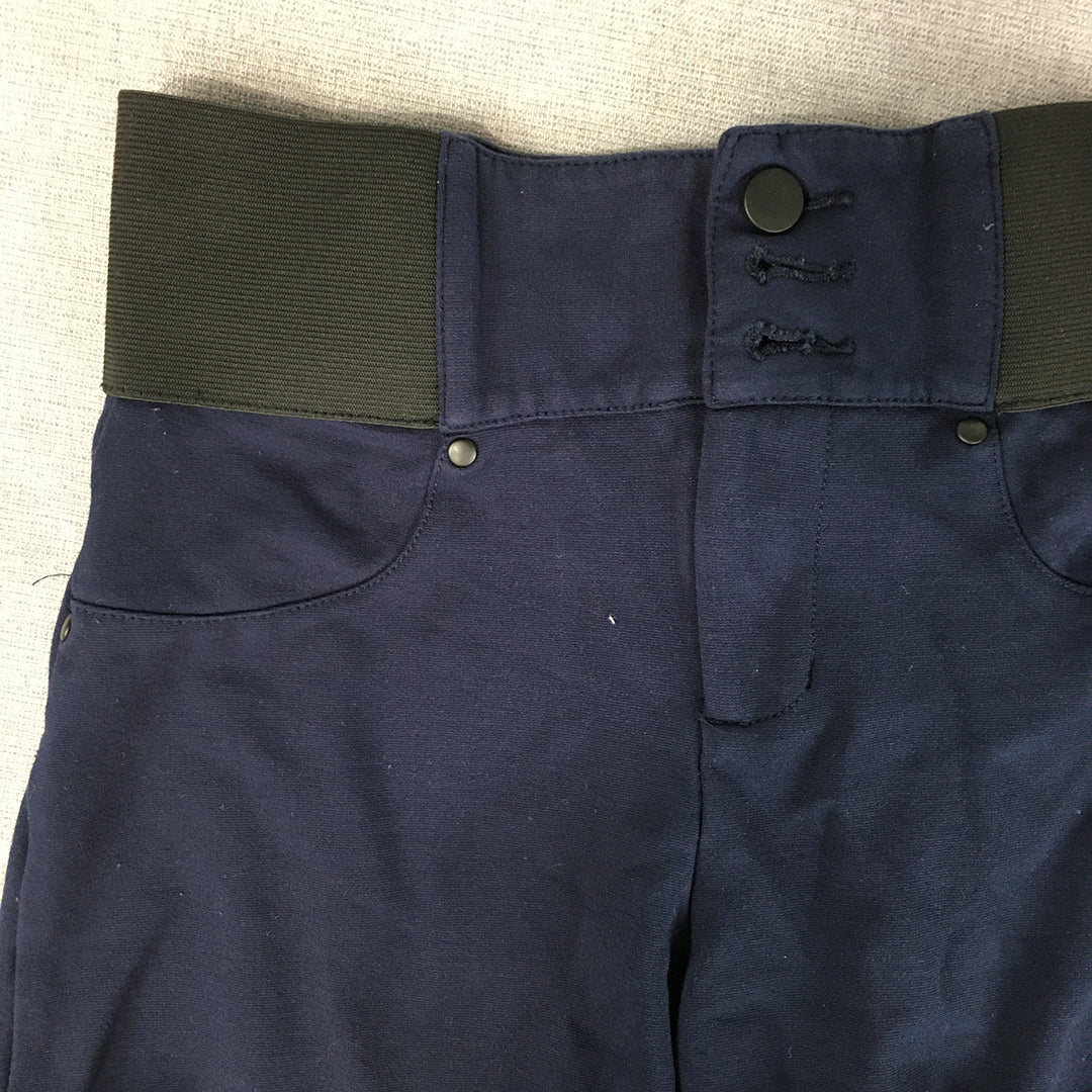 Ci Sono Womens Shorts Size M Navy Blue Elastic Waist Button Fly