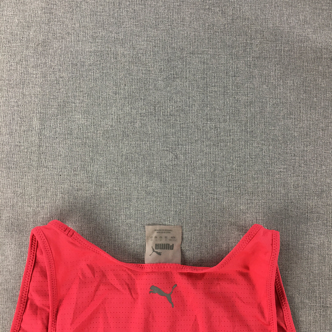 Puma Womens Tank Top Size M Hot Pink Logo Sleeveless Singlet Shirt