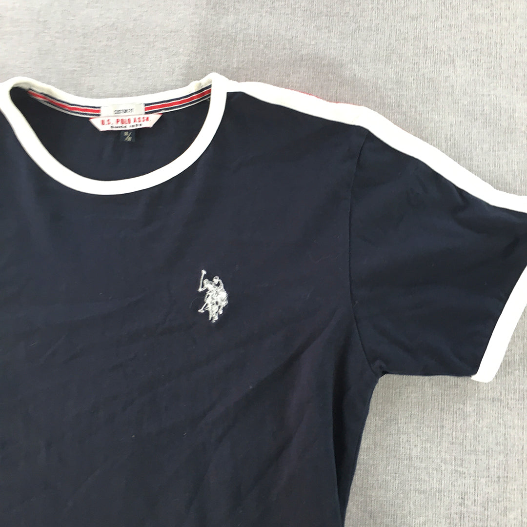 U.S. Polo Assn. Womens T-Shirt Size M Navy Blue Logo Crew Neck Top