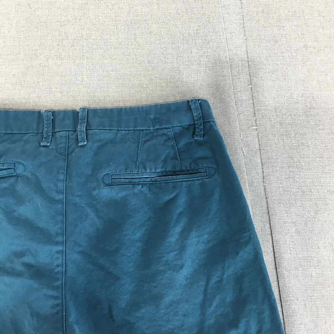 UniqTee Mens Chino Shorts Size L Blue Pockets Casual Walking