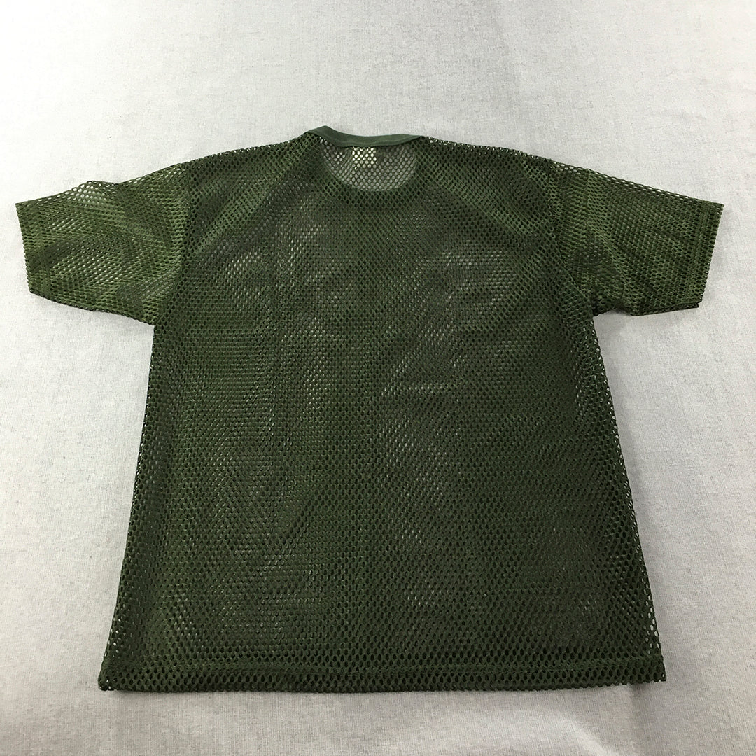 Eagles Mens Mesh T-Shirt Size L Dark Green Short Sleeve Round Neck Tee