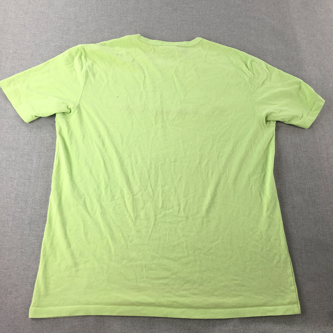 Champion Mens T-Shirt Size XL Green Big Embroidered Logo Short Sleeve Tee