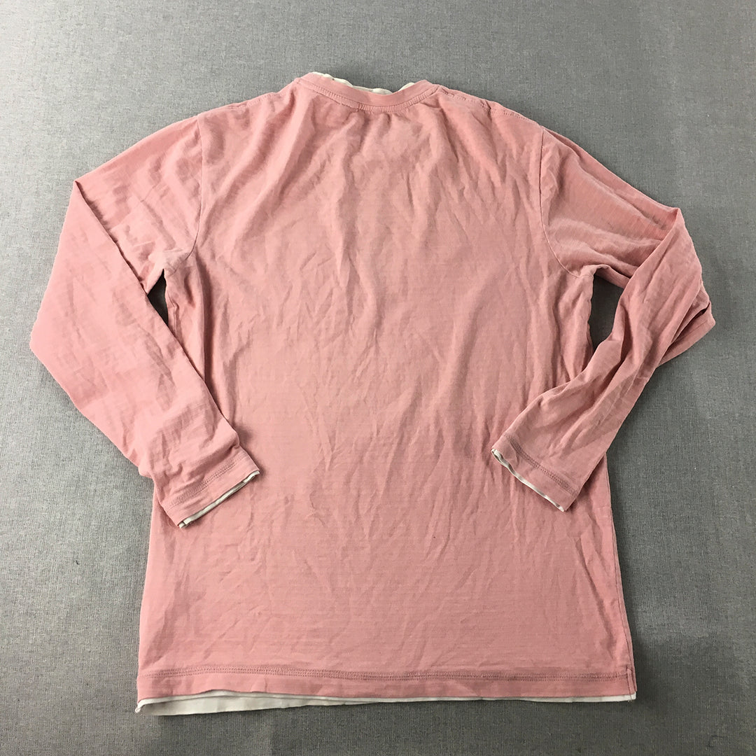 Zara Man Shirt Size XL Slim Fit Pink Long Sleeve Pullover Crew Neck