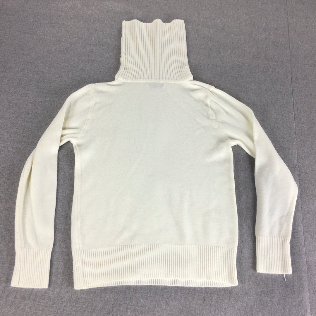 Valleygirl Womens Turtleneck Sweater Size S White Pullover Jumper Knit