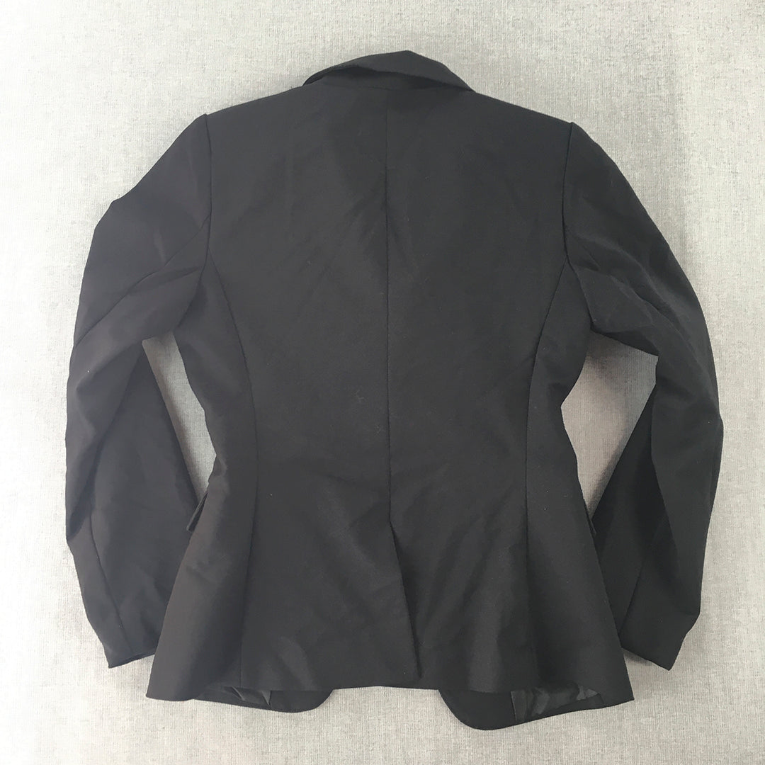 Forcast Womens Jacket Size 6 Black Collared Button Blazer Coat