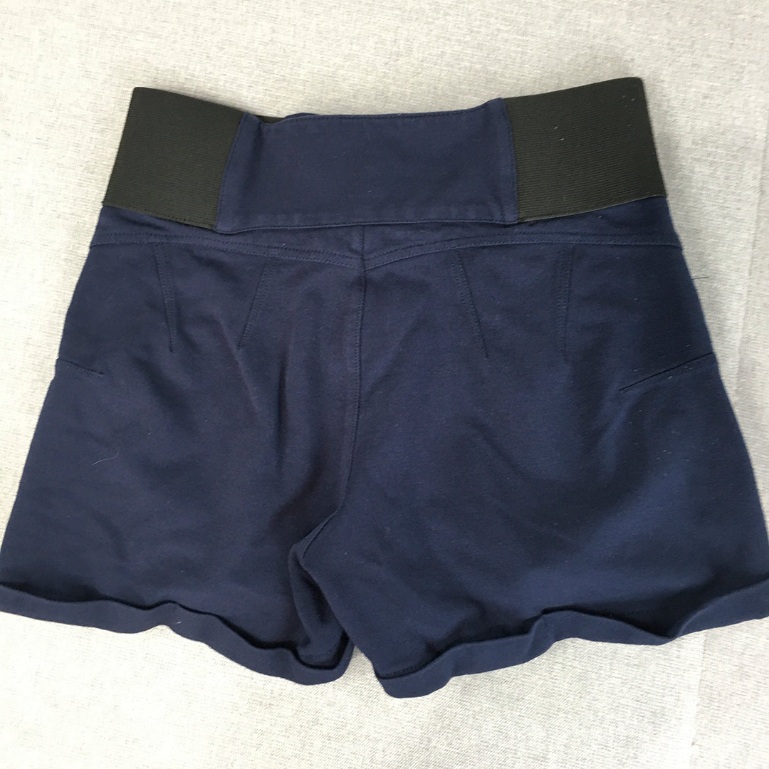 Ci Sono Womens Shorts Size M Navy Blue Elastic Waist Button Fly