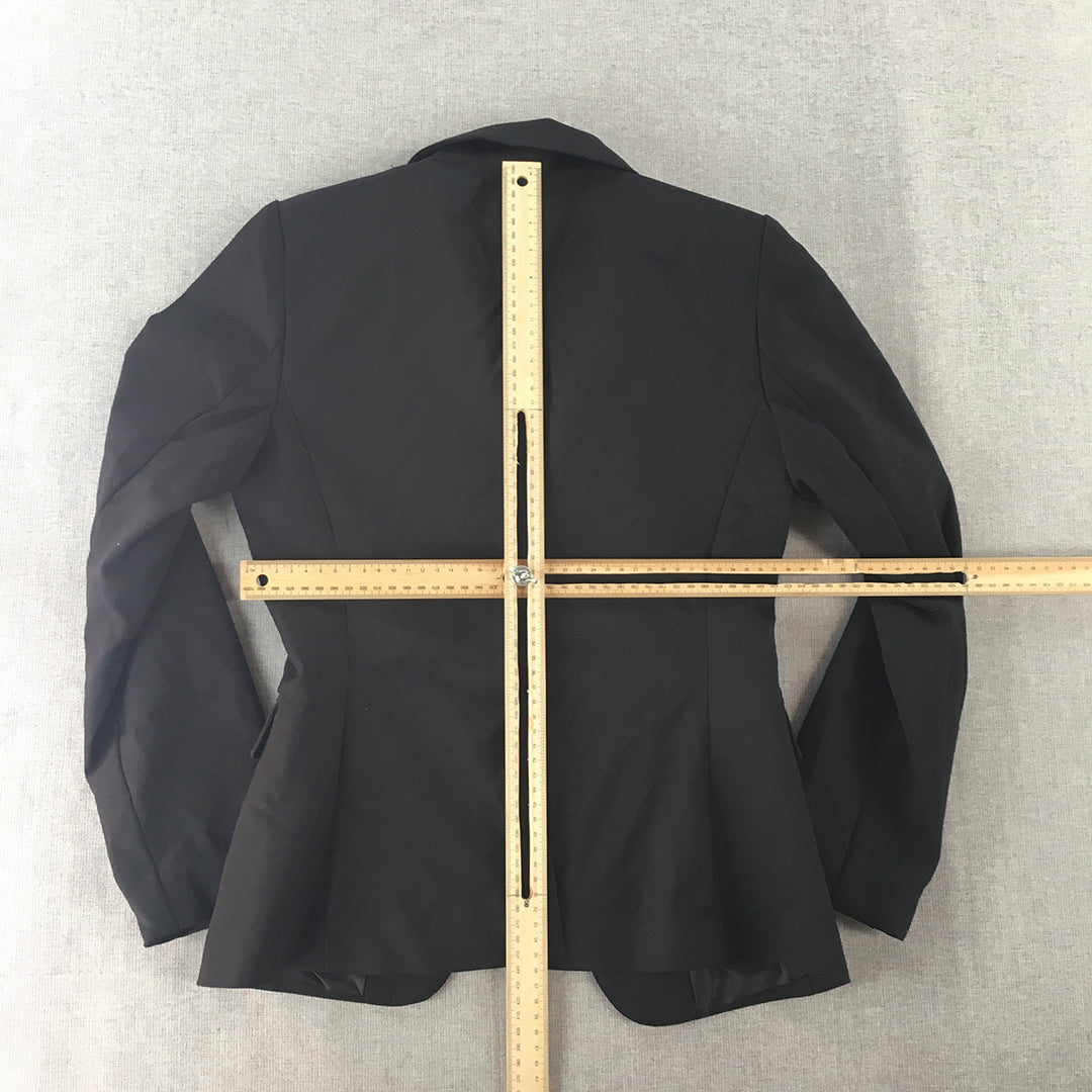 Forcast Womens Jacket Size 6 Black Collared Button Blazer Coat