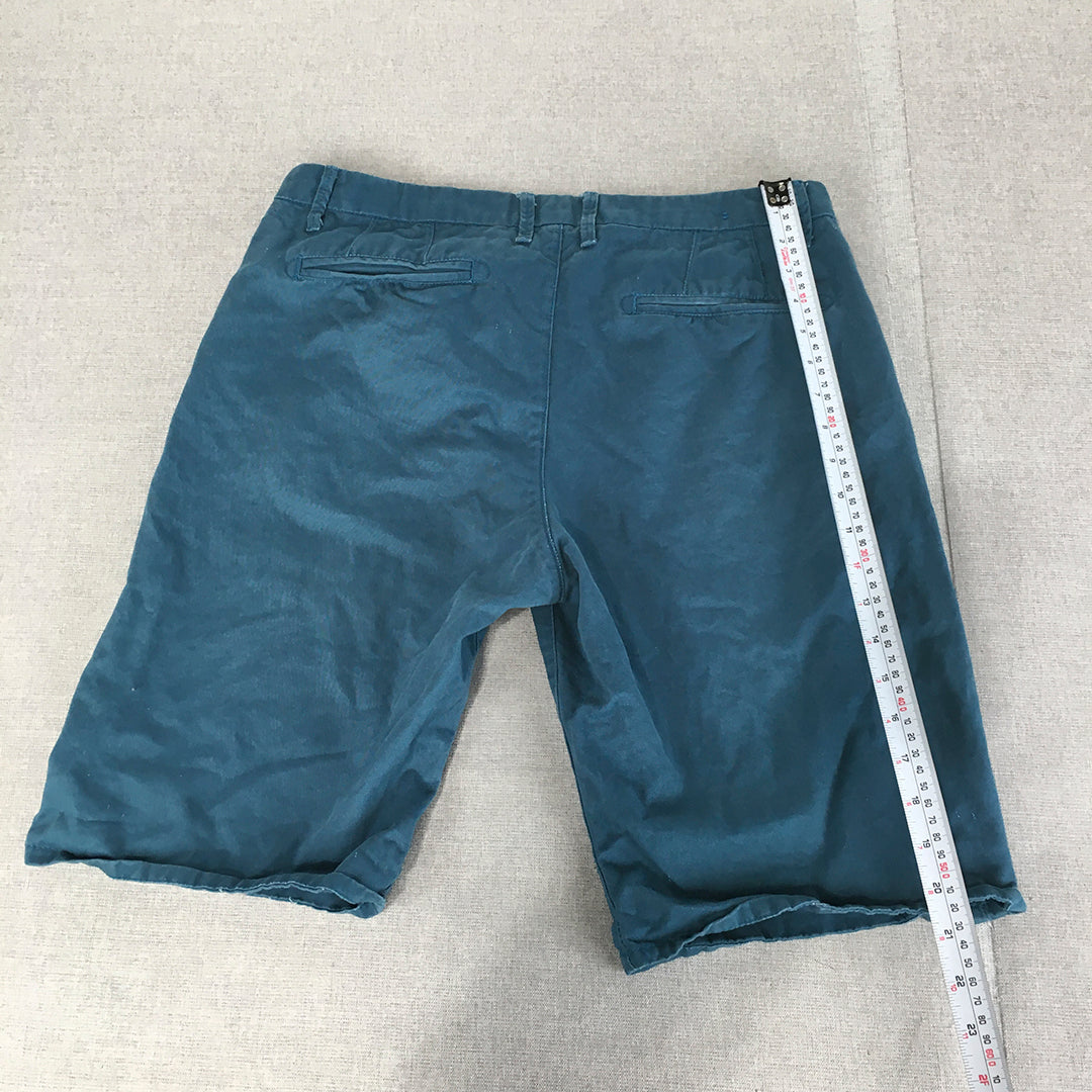 UniqTee Mens Chino Shorts Size L Blue Pockets Casual Walking